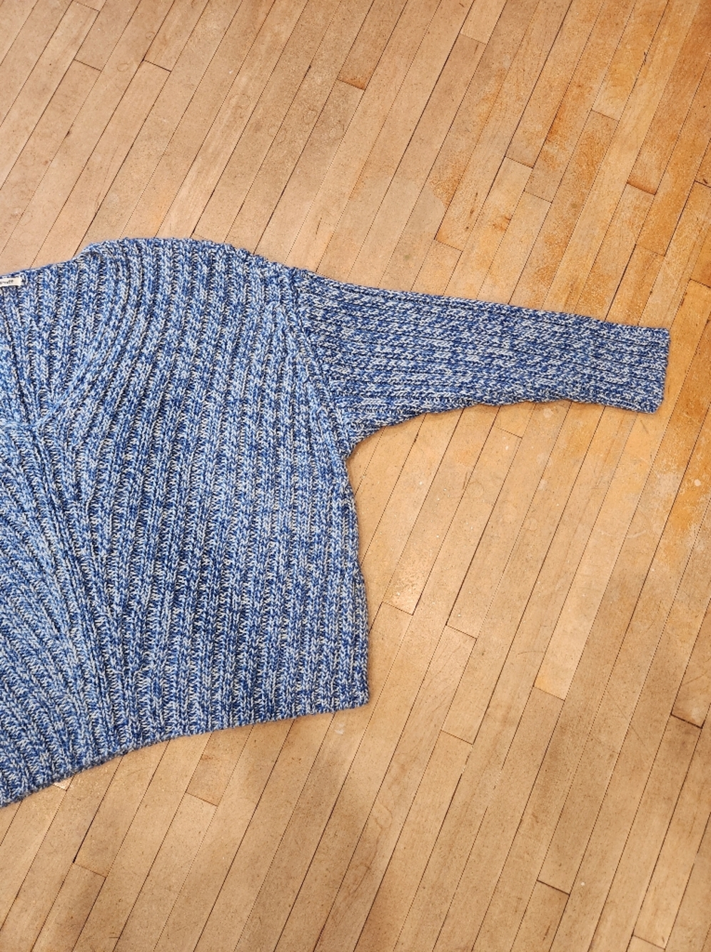 Misha & Puff Marl V Sweater in Blueberry - Picture 5 of 13
